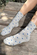 Le Bon Shoppe Heart Sneaker Socks Melange Grey/ Cobalt