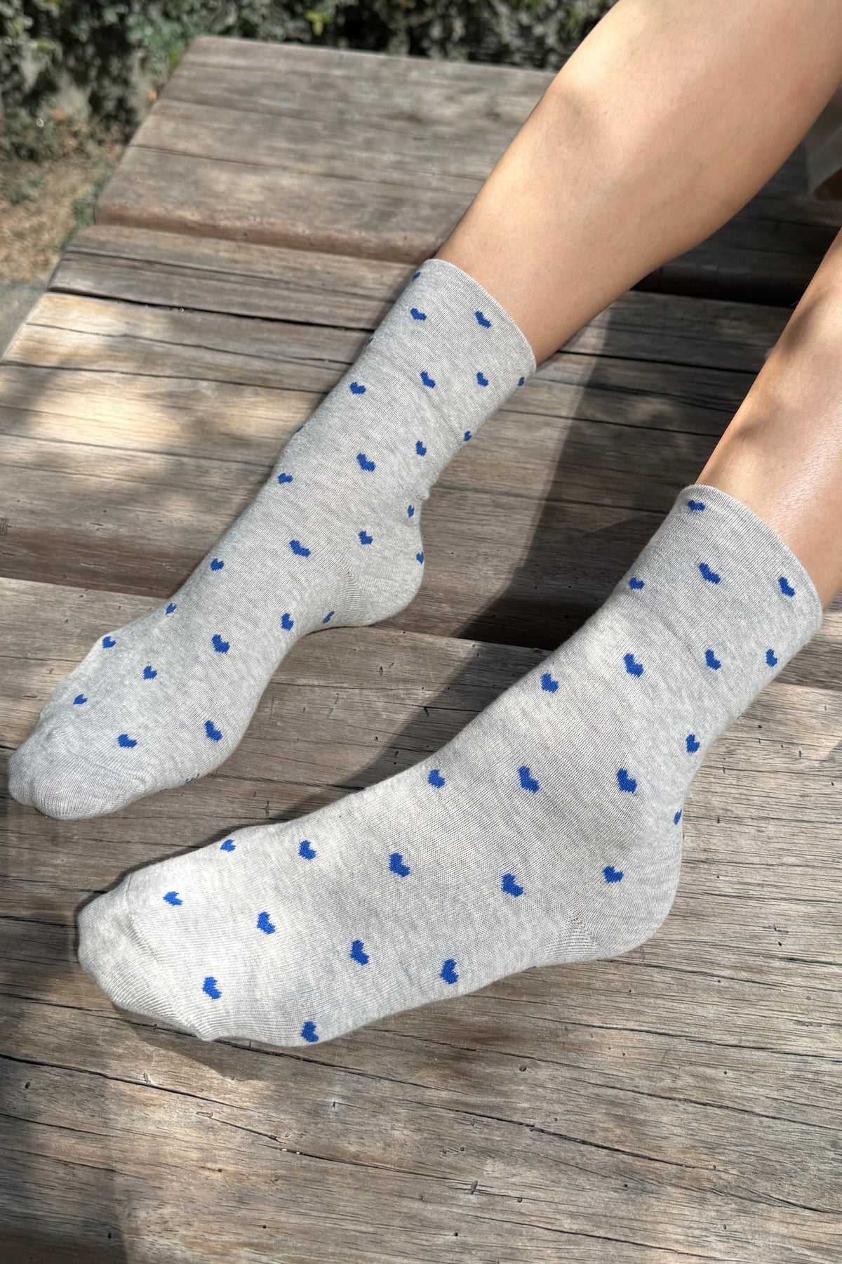 Le Bon Shoppe Heart Sneaker Socks Melange Grey/ Cobalt