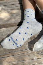 Le Bon Shoppe Heart Sneaker Socks Melange Grey/ Cobalt