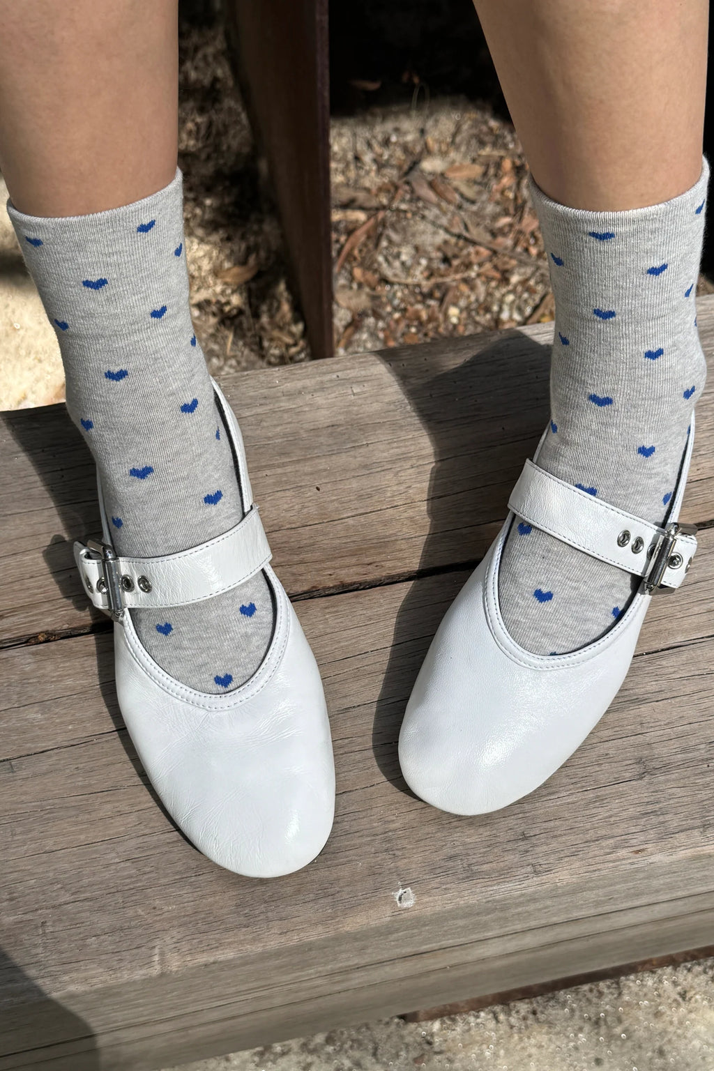 Le Bon Shoppe Heart Sneaker Socks Melange Grey/ Cobalt