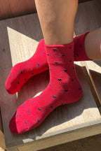 Le Bon Shoppe Heart Sneaker Socks Tomato/ Navy