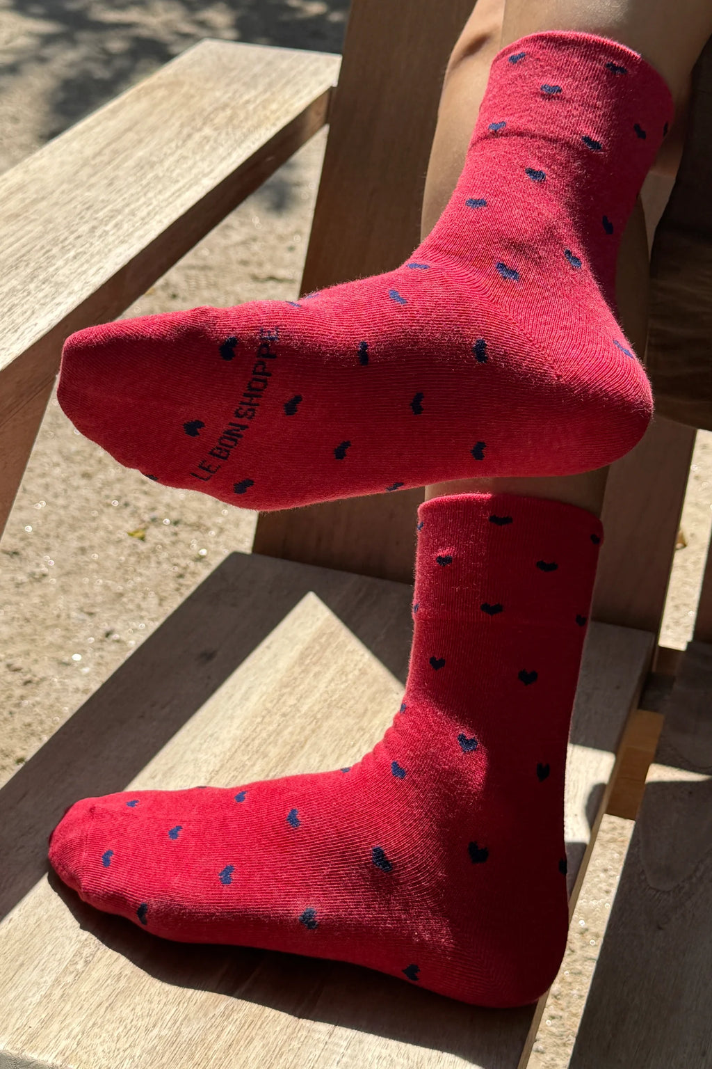 Le Bon Shoppe Heart Sneaker Socks Tomato/ Navy