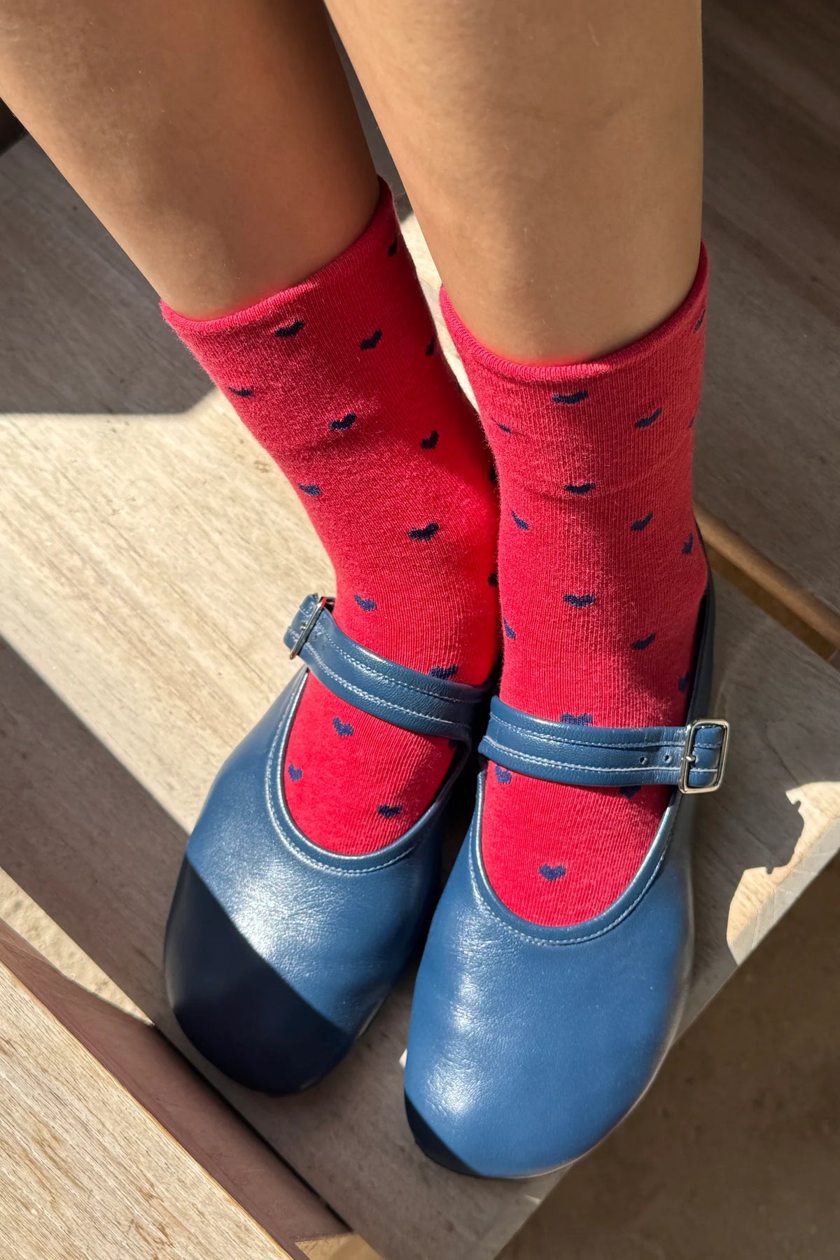 Le Bon Shoppe Heart Sneaker Socks Tomato/ Navy