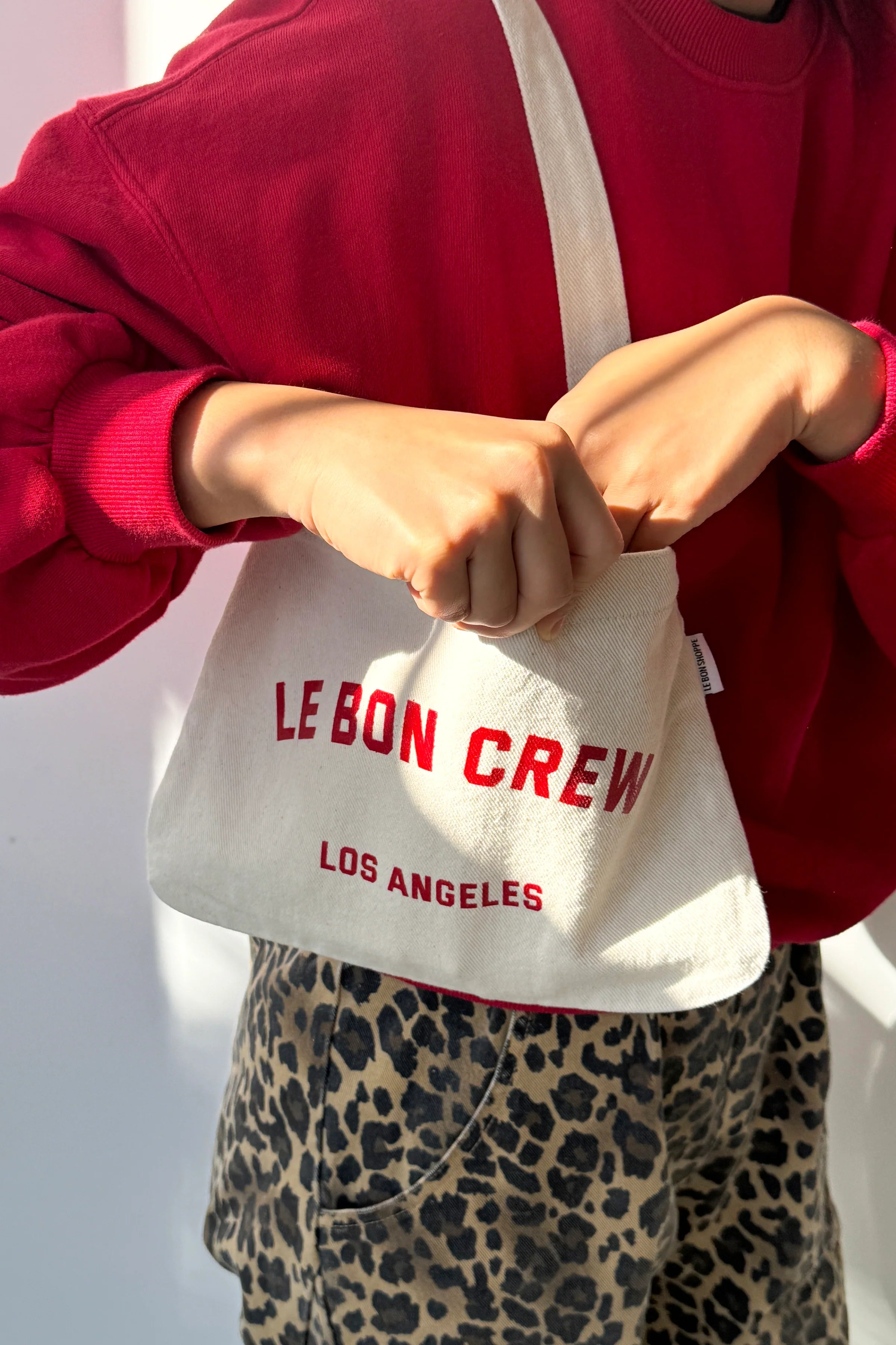 PETITE HAPPY CARRY BAG | NATUREL + RED