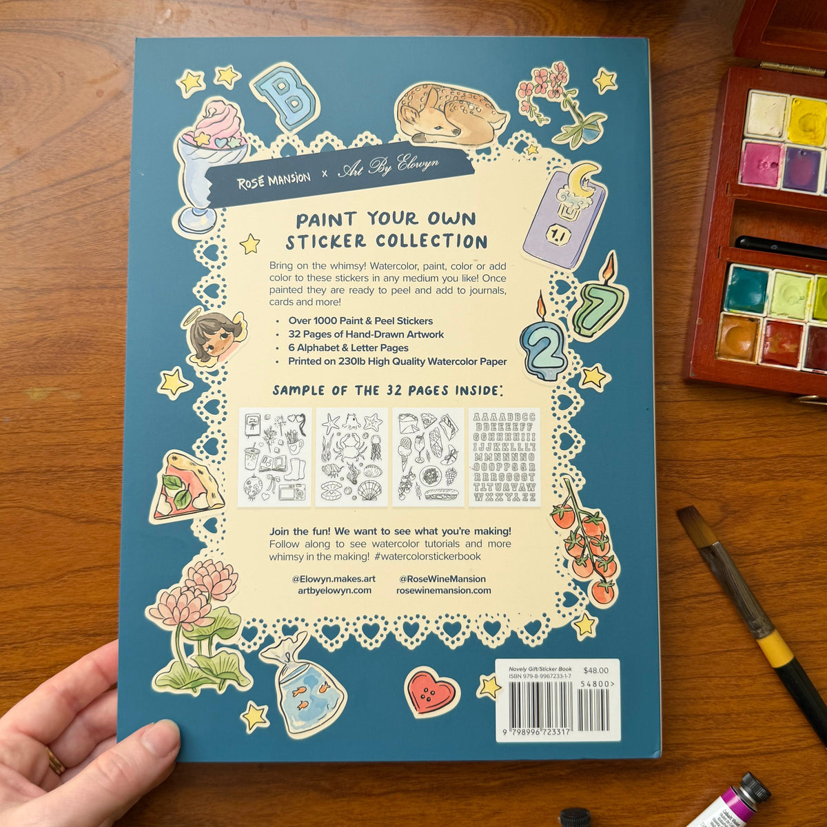 Art By Elowyn Paint Your Own Watercolor Stickers Book 4