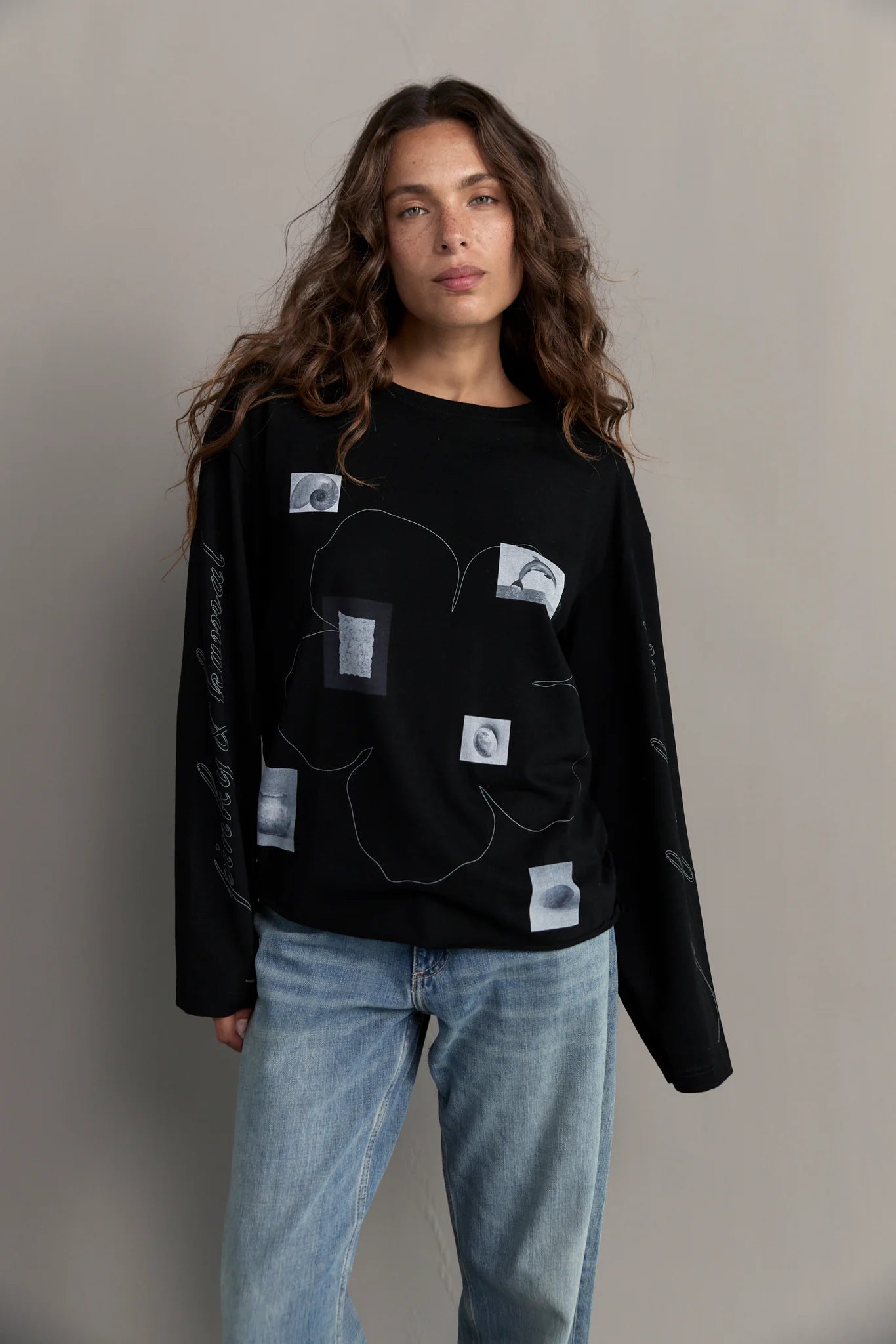 Pinky & Kamal Field Notes Long Sleeve Top Black