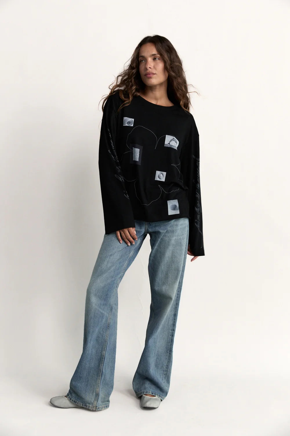 Pinky & Kamal Field Notes Long Sleeve Top Black