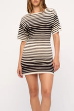 Zulu & Zephyr Ramie Cotton Knit Mini Dress Ombre Stripe
