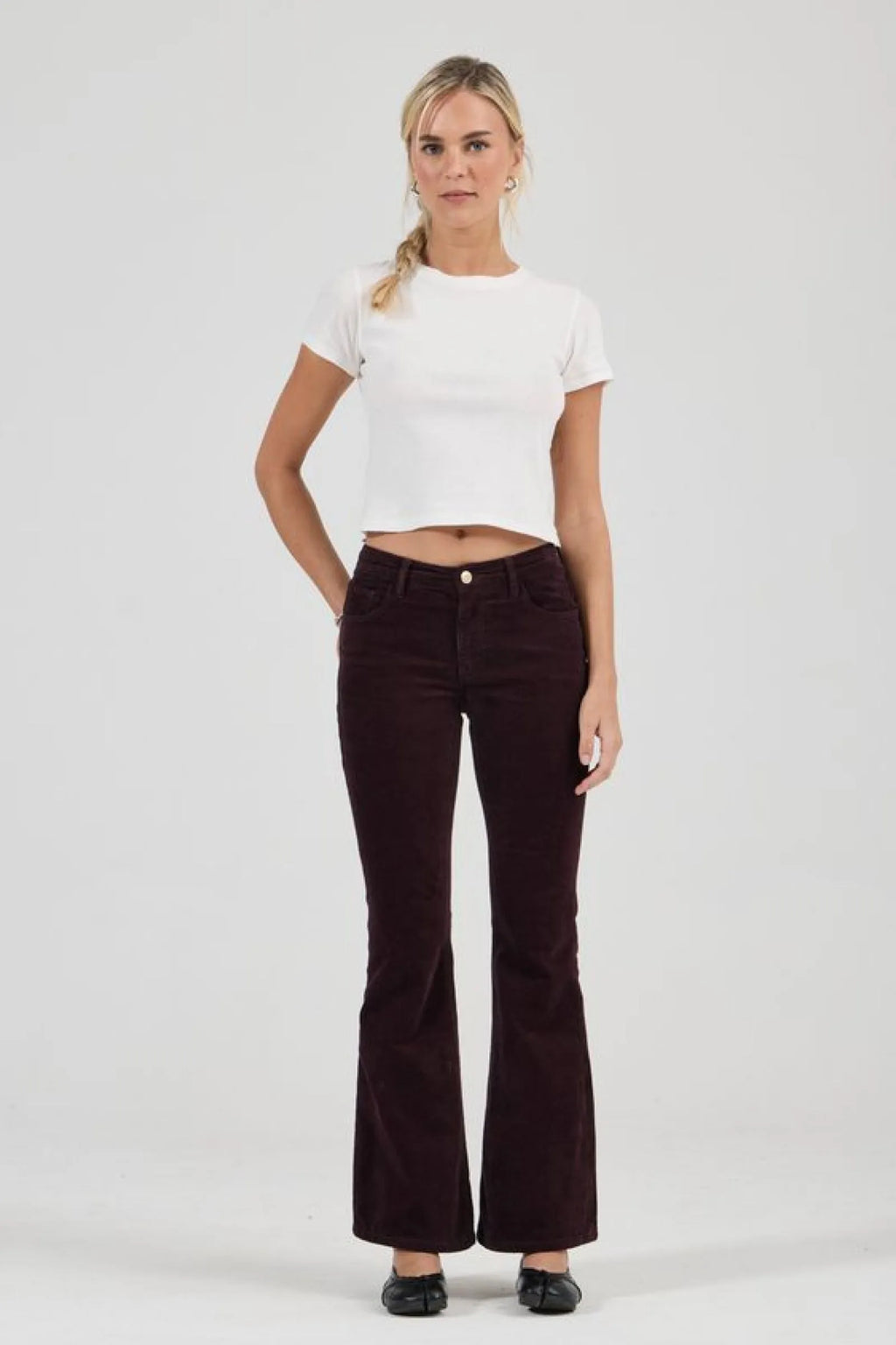 DOWNTOWN FLARE JEAN | DARK CHERRY