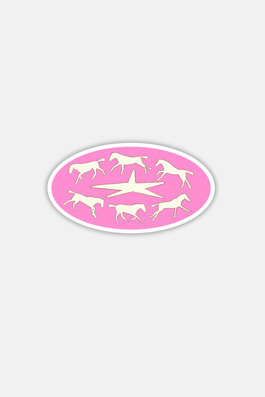 RAGS AF PINK RUNNING HORSES! STICKER