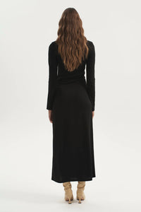 ROCKY JERSEY BUTTON UP DRESS | BLACK