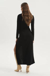 ROCKY JERSEY BUTTON UP DRESS | BLACK