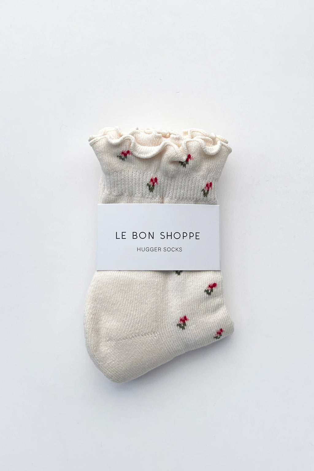 Le Bon Shoppe Petal Ruffled Hugger Crew Socks Cream Petal