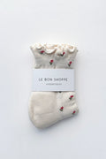 Le Bon Shoppe Petal Ruffled Hugger Crew Socks Cream Petal