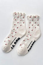 Le Bon Shoppe Petal Ruffled Hugger Crew Socks Cream Petal