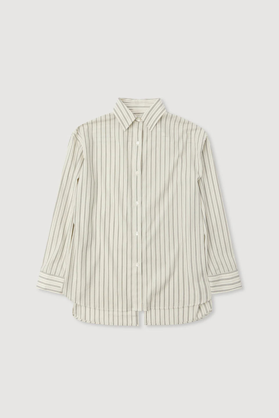 RIA STRIPE LONG SLEEVE SHIRT | CREAM / SMOKE