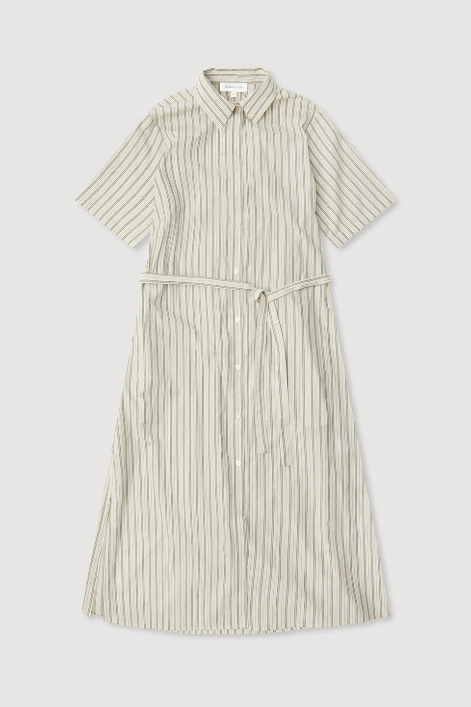 RIA STRIPE MIDI SHIRT DRESS | CREAM/SMOKE