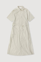 RIA STRIPE MIDI SHIRT DRESS | CREAM/SMOKE