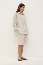 RIA STRIPE LONG SLEEVE SHIRT | CREAM / SMOKE