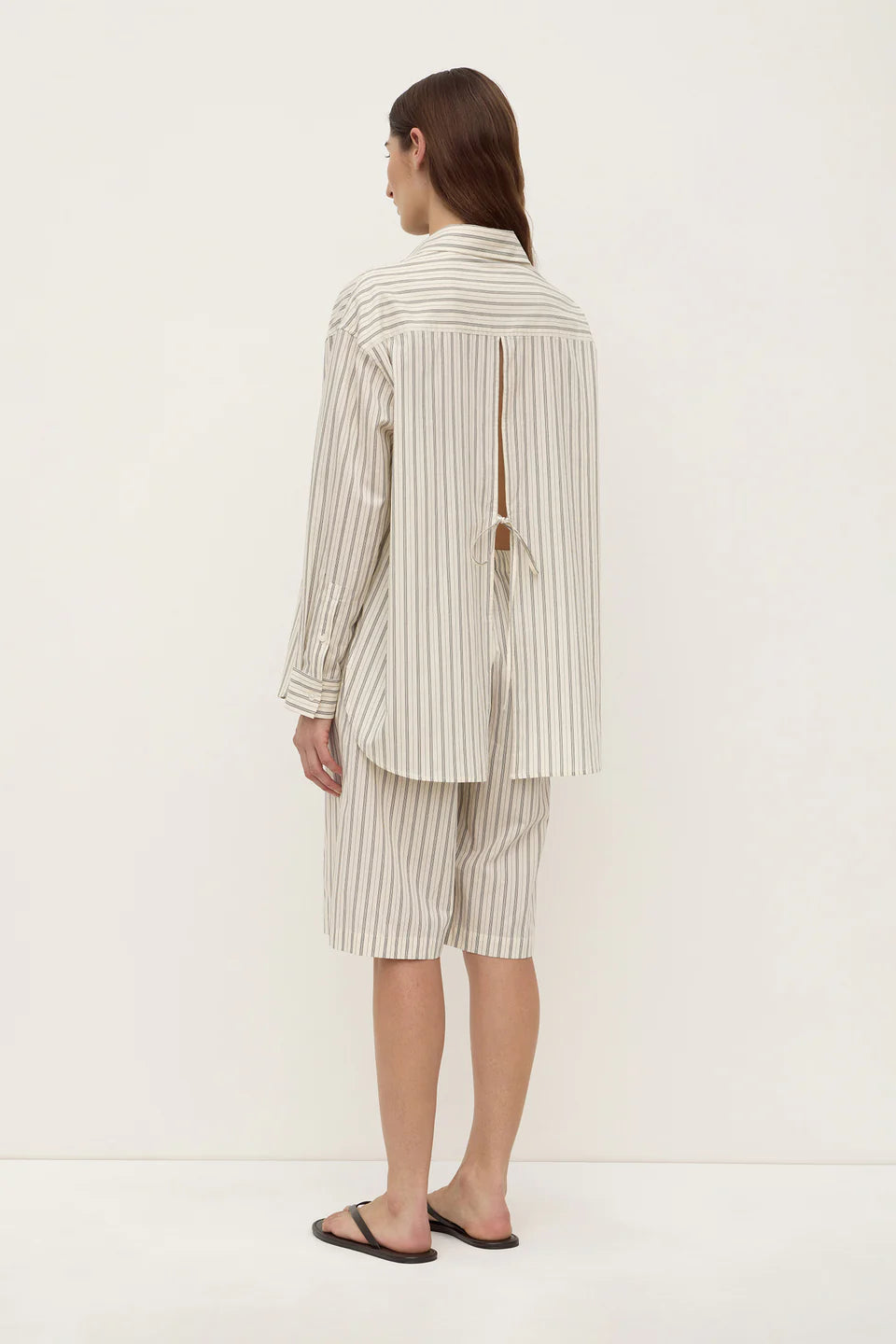 RIA STRIPE LONG SLEEVE SHIRT | CREAM / SMOKE