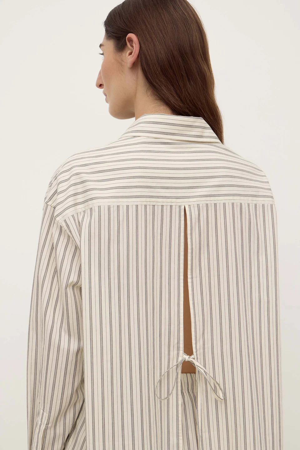 RIA STRIPE LONG SLEEVE SHIRT | CREAM / SMOKE