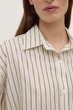 RIA STRIPE LONG SLEEVE SHIRT | CREAM / SMOKE