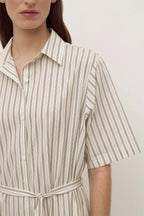 RIA STRIPE MIDI SHIRT DRESS | CREAM/SMOKE