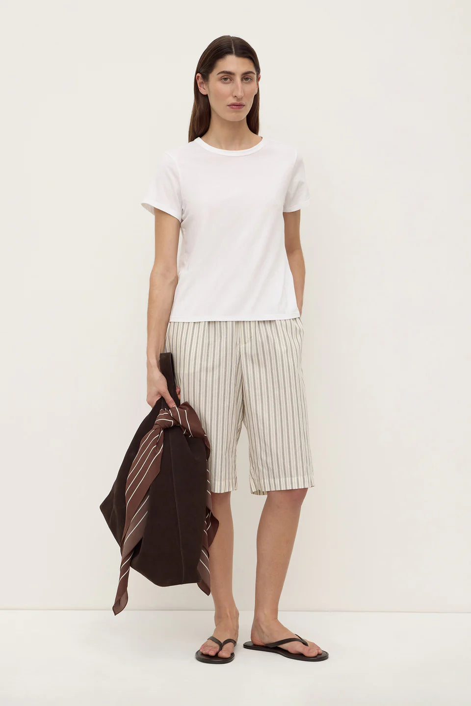 RIA STRIPE SHORT | CREAM/SMOKE