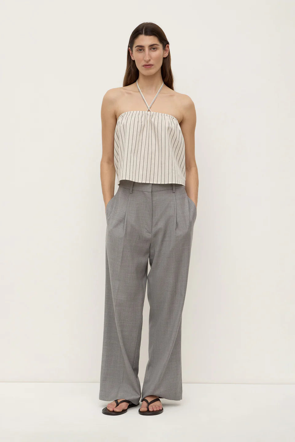 RIA STRIPE TOP | CREAM/SMOKE