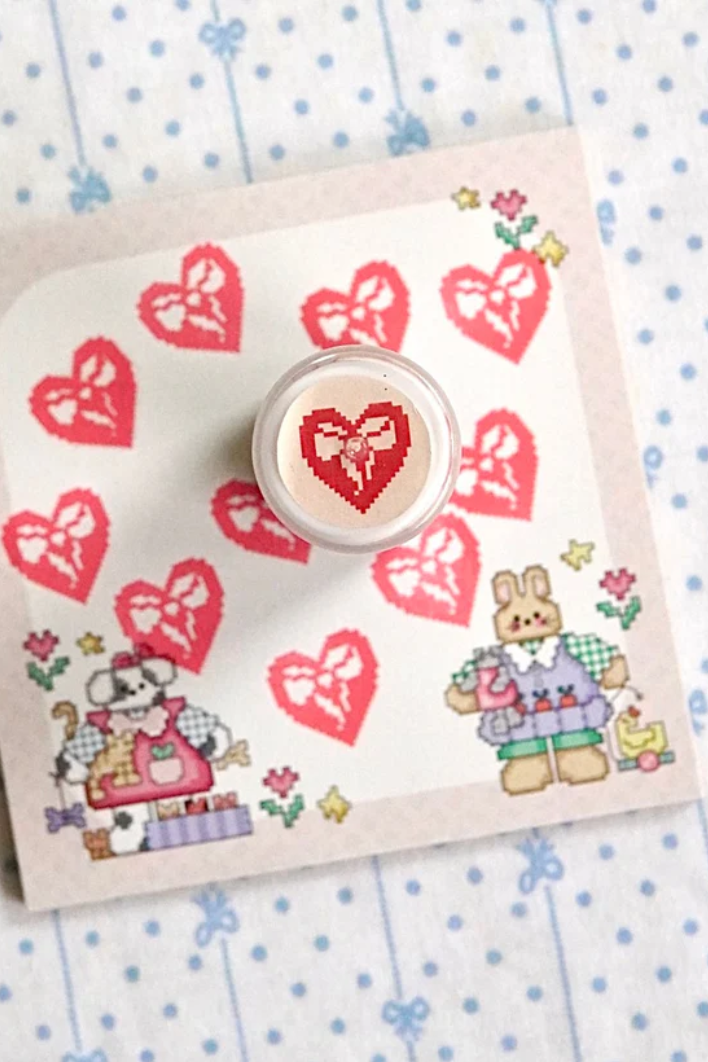Rodeo Embroidery Heart Bow Self Inking Stamp