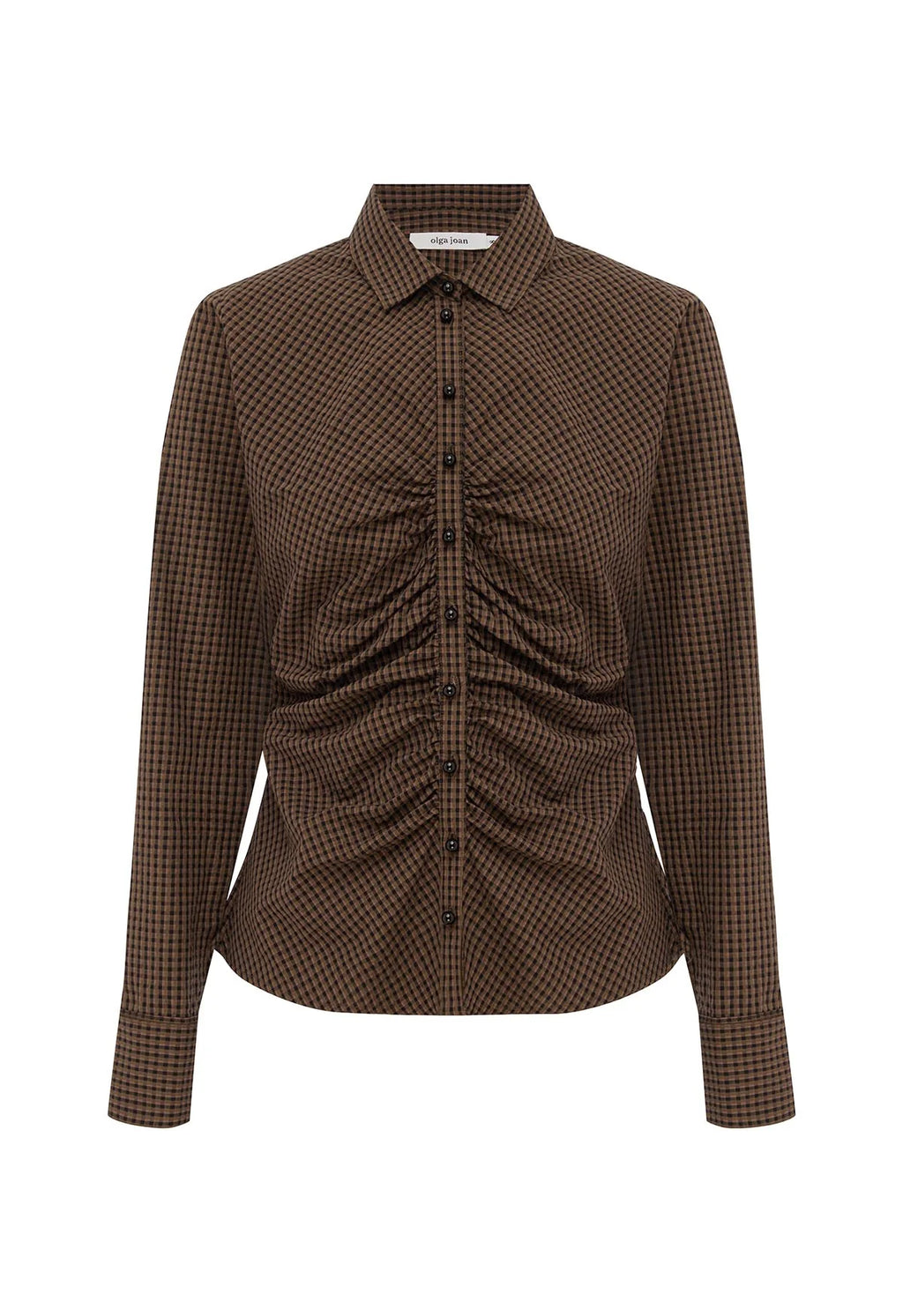 RUCHED FRONT SHIRT | CIOCCO CHECK