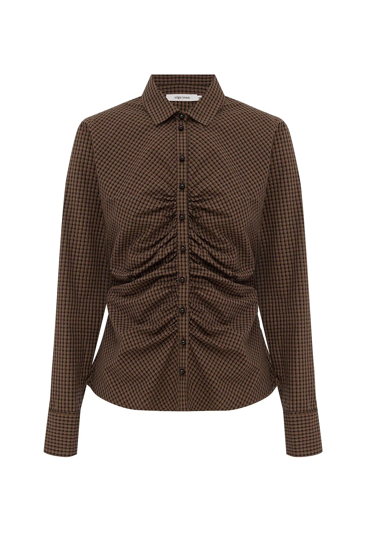 RUCHED FRONT SHIRT | CIOCCO CHECK
