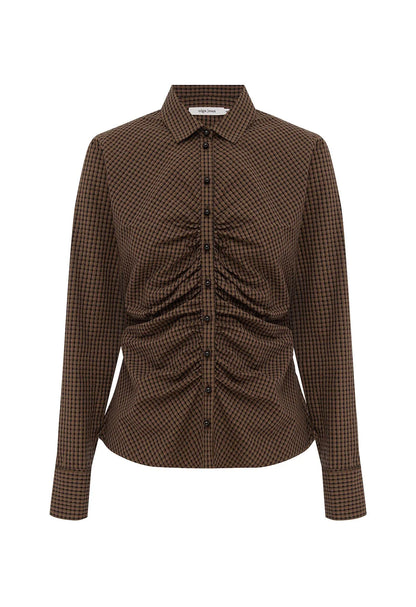 RUCHED FRONT SHIRT | CIOCCO CHECK