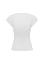 Olga Joan Ruched Plunge Cap Sleeve Top Bianca
