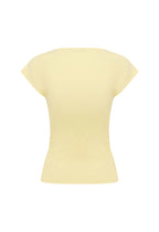 Olga Joan Ruched Plunge Cap Sleeve Top Limone