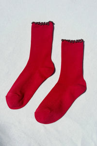 RUFFLED MODAL SOCKS | PAPRIKA / BROWN EDGE