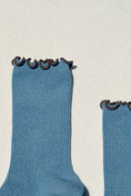 Le Bon Shoppe Ruffled Modal Socks Powder Blue & Brown Edge