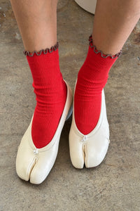 RUFFLED MODAL SOCKS | PAPRIKA / BROWN EDGE