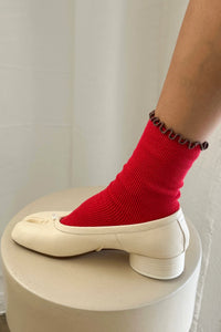 RUFFLED MODAL SOCKS | PAPRIKA / BROWN EDGE