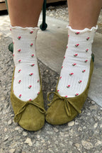 Le Bon Shoppe Petal Ruffled Hugger Crew Socks Cream Petal
