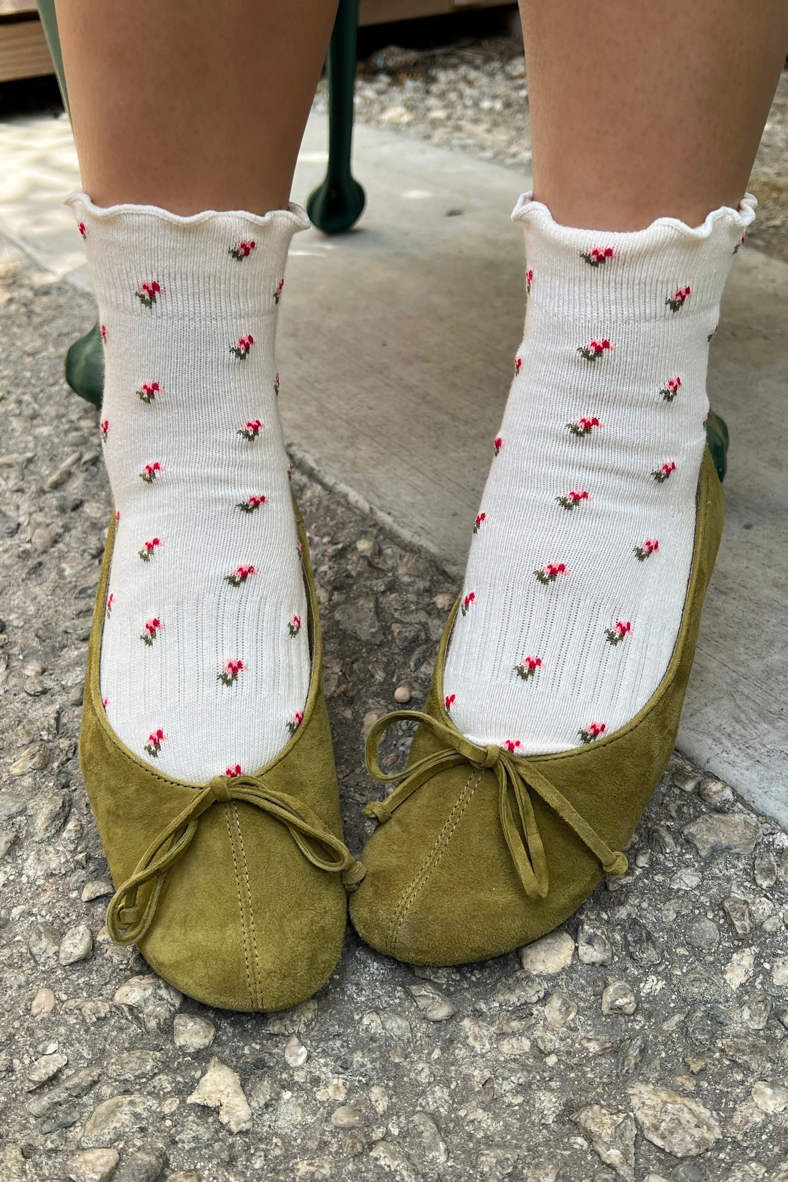 Le Bon Shoppe Petal Ruffled Hugger Crew Socks Cream Petal