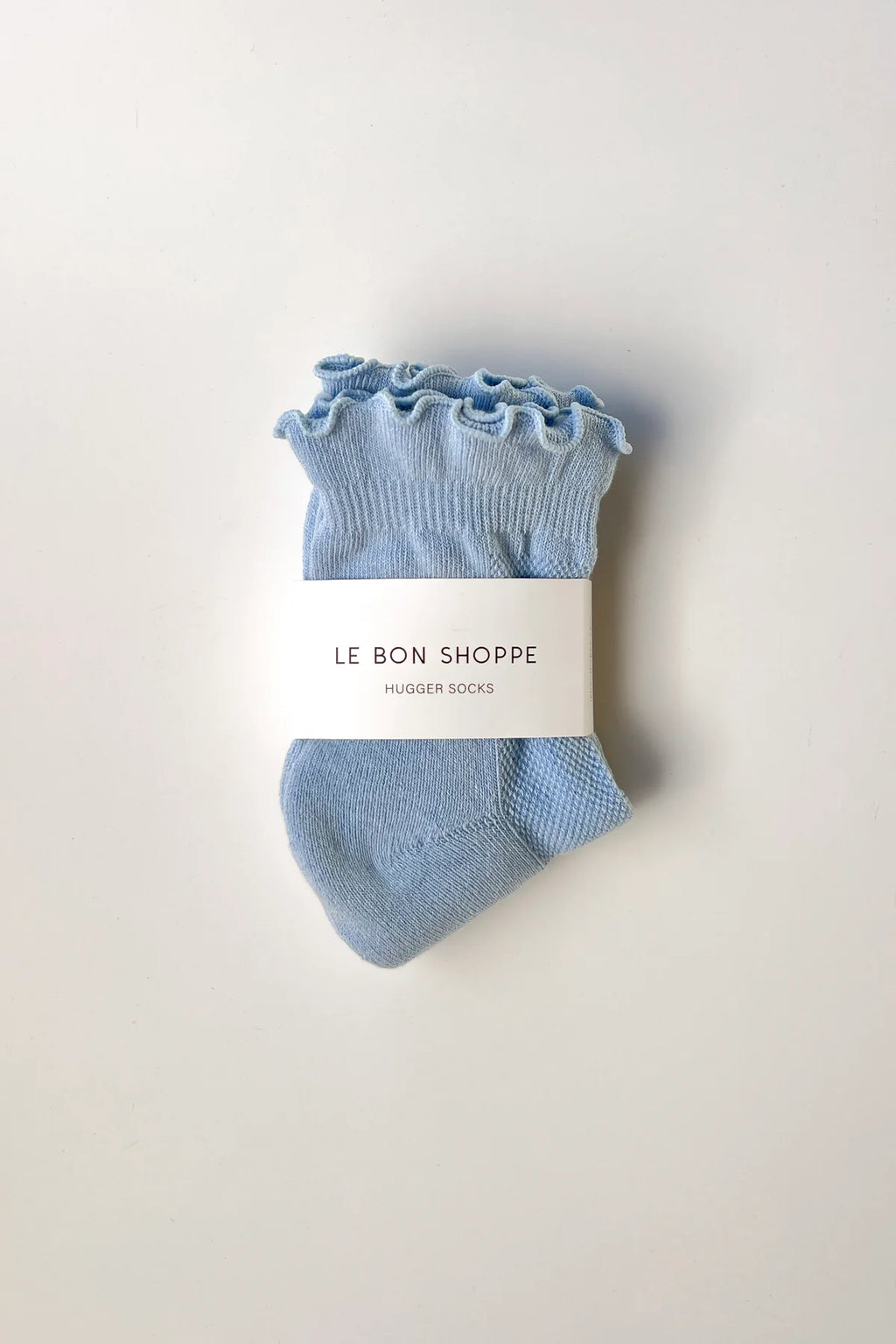 RUFFLED HUGGER CREW SOCKS | PERIWINKLE / RED