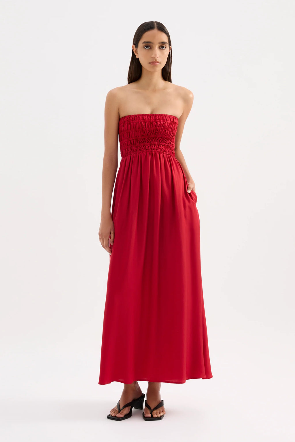 ZURI TENCEL MAXI DRESS | CRIMSON