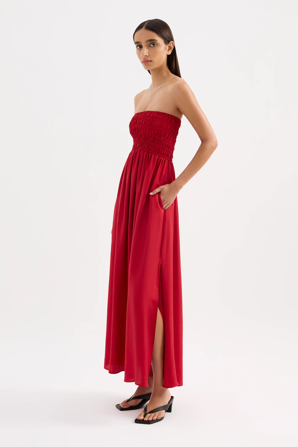 ZURI TENCEL MAXI DRESS | CRIMSON