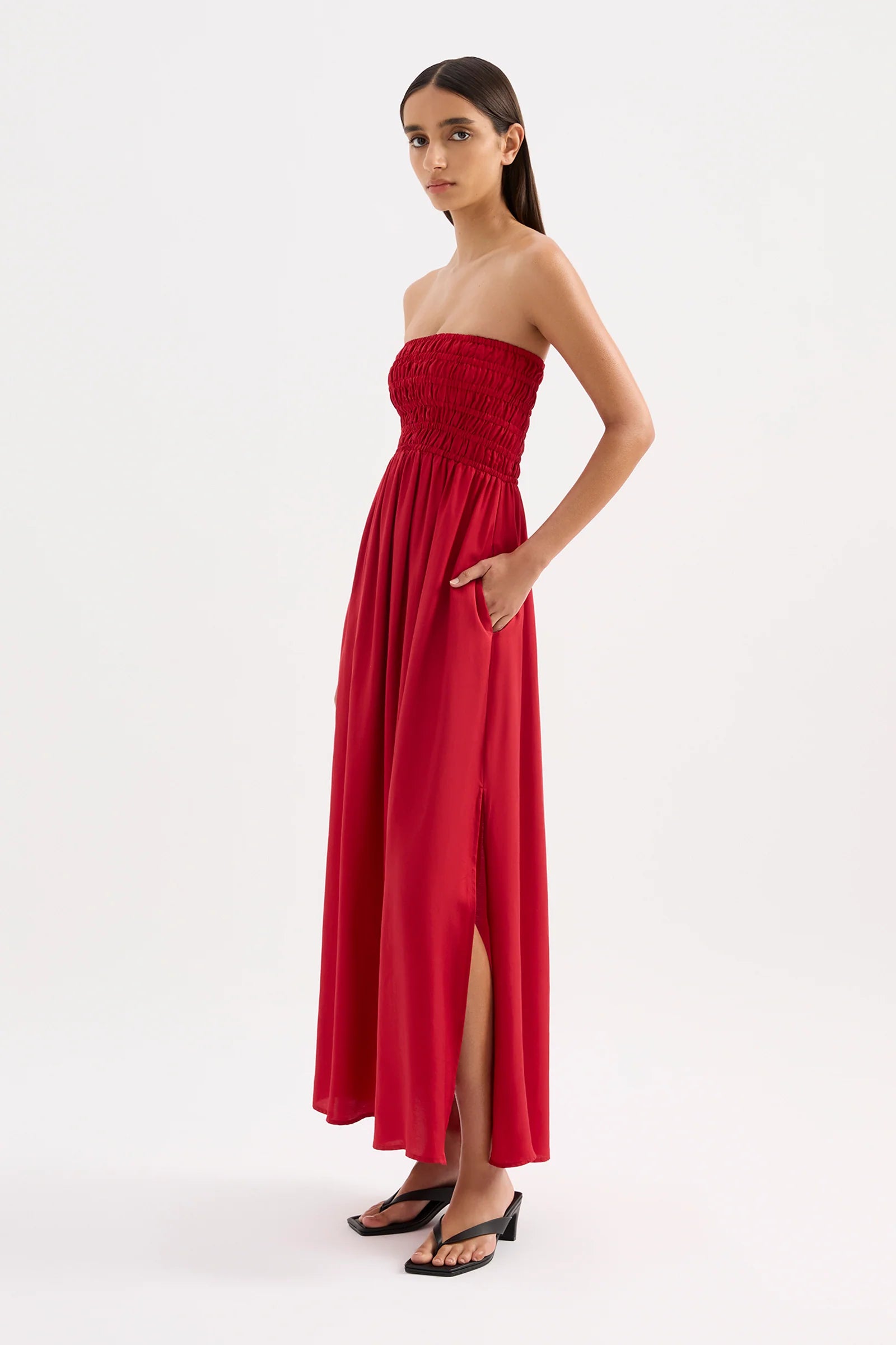 ZURI TENCEL MAXI DRESS | CRIMSON