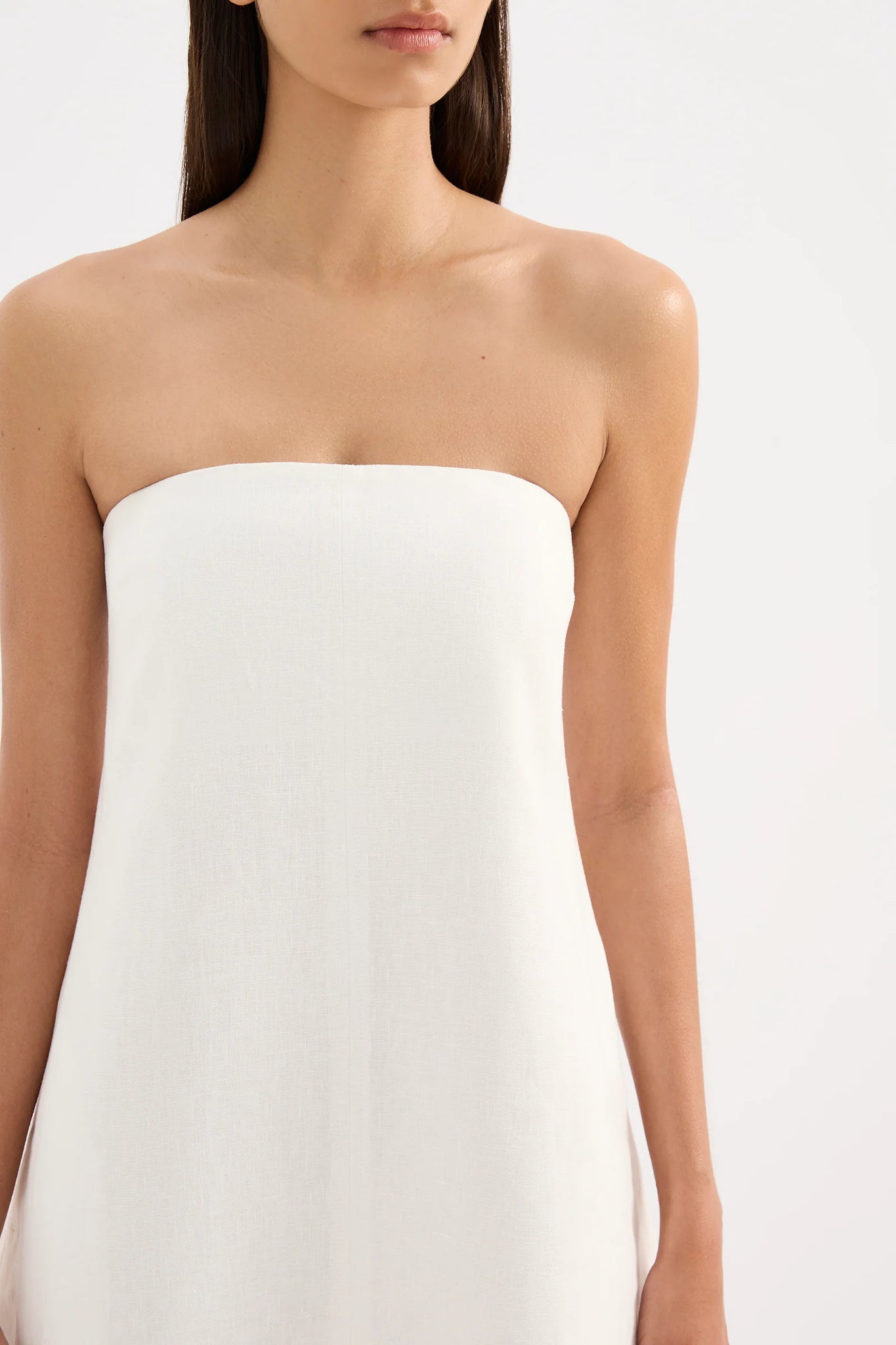 ELYSE LINEN MINI DRESS | WHITE