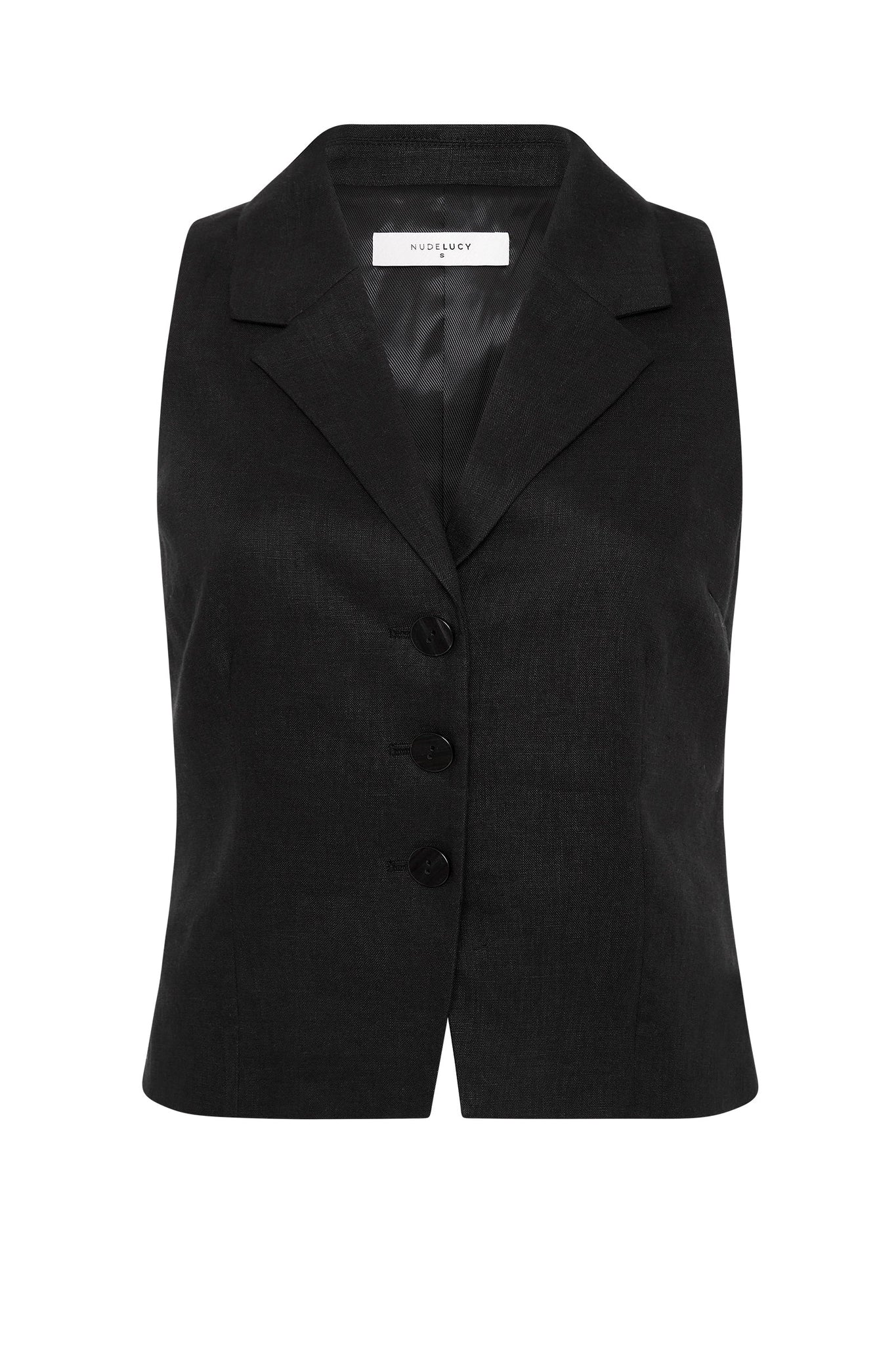 THILDA LINEN VEST | BLACK