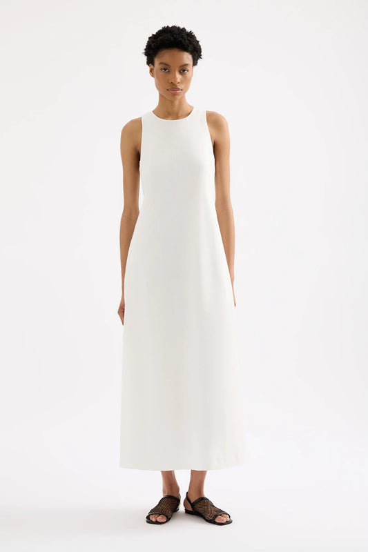 THILDA LINEN MAXI DRESS | WHITE