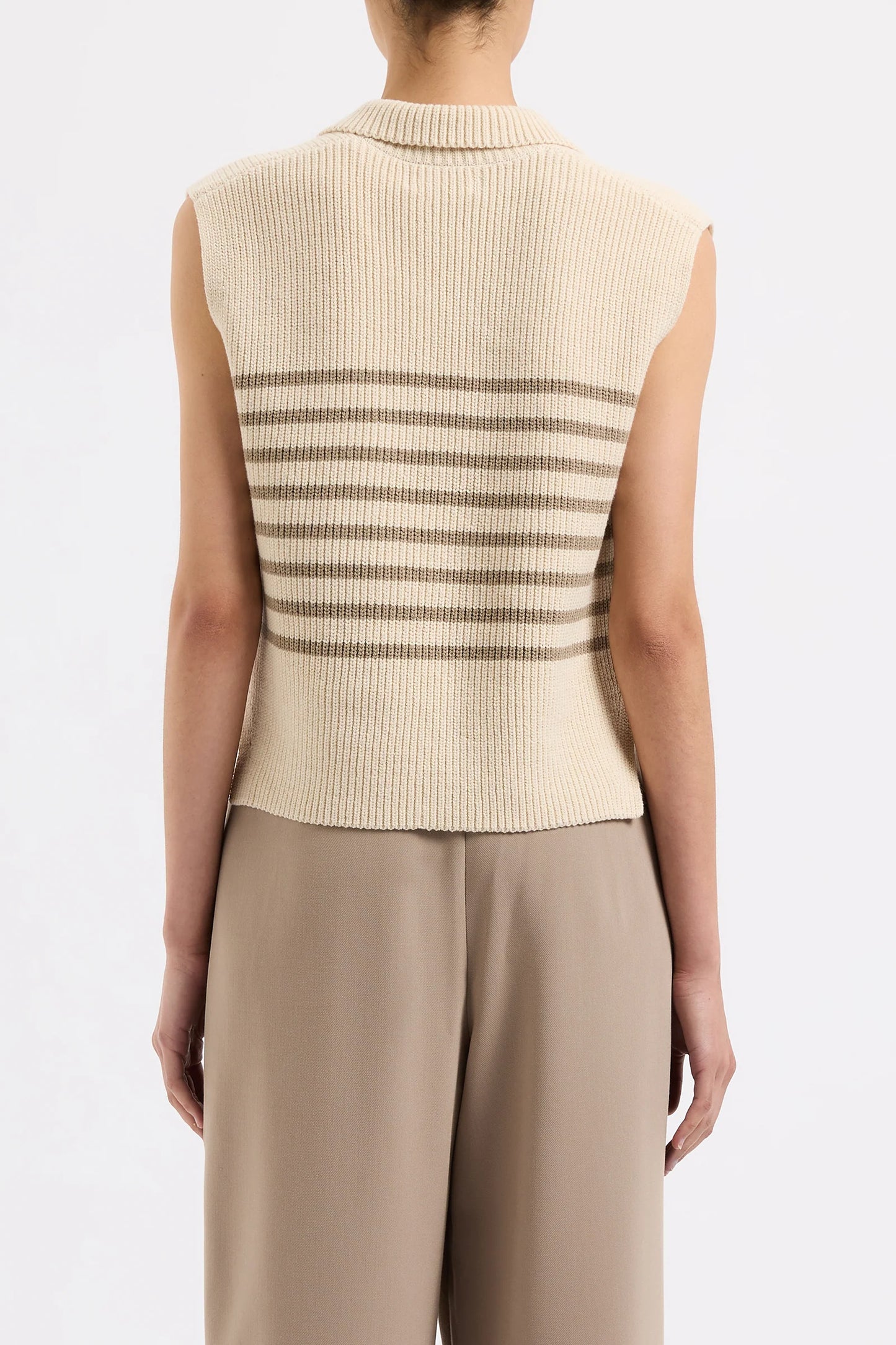 ENES STRIPE KNIT VEST | CHESTNUT STRIPE