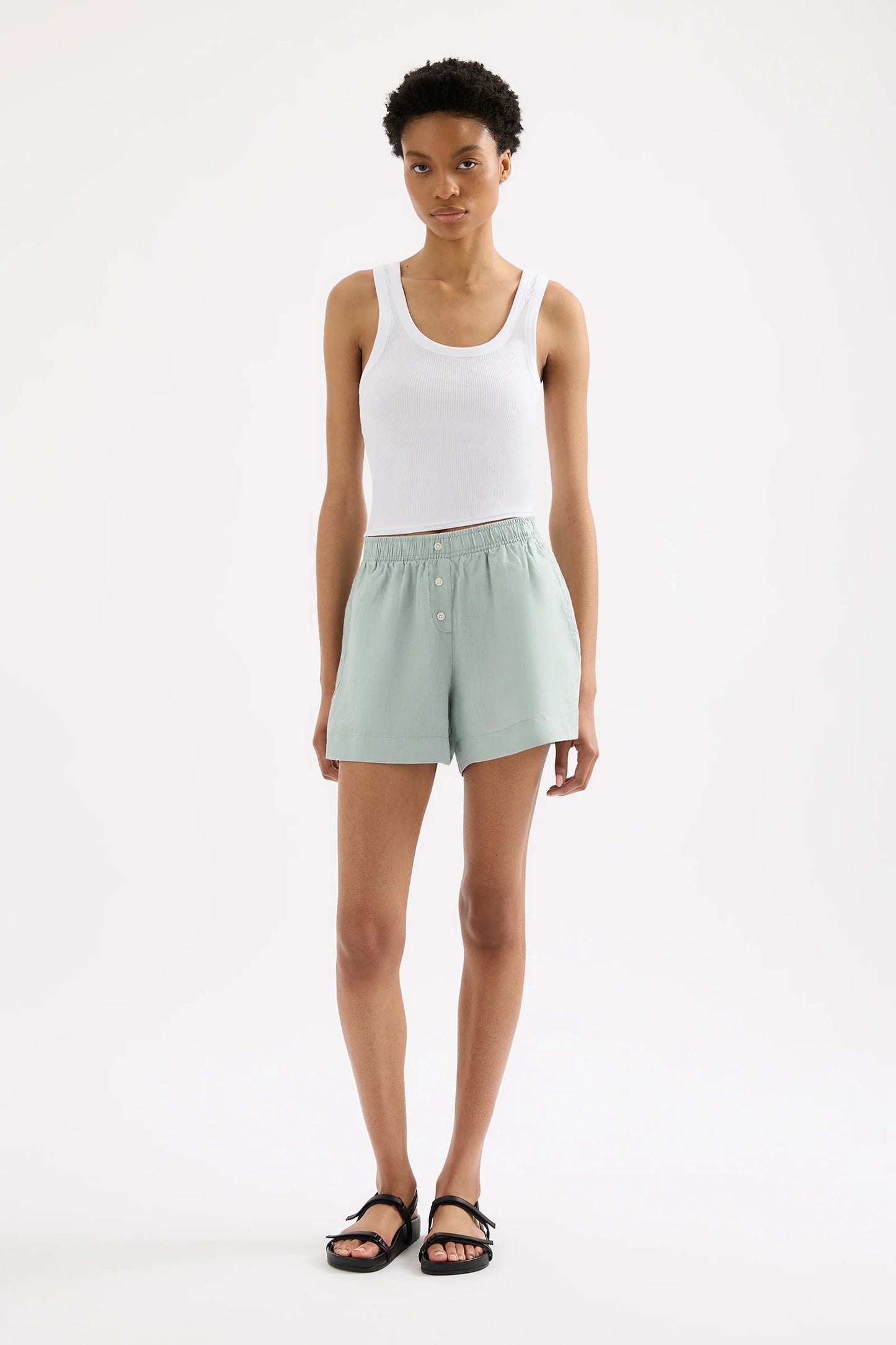 LOUNGE LINEN SHORT | SEAFOAM